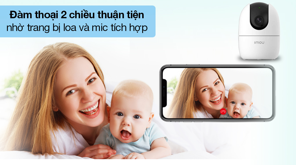Camera IP 360 độ 1080P Imou Ranger 2 - Có loa và micro khử tiếng vang gắn trên camera cho phép tương tác 2 chiều dễ dàng